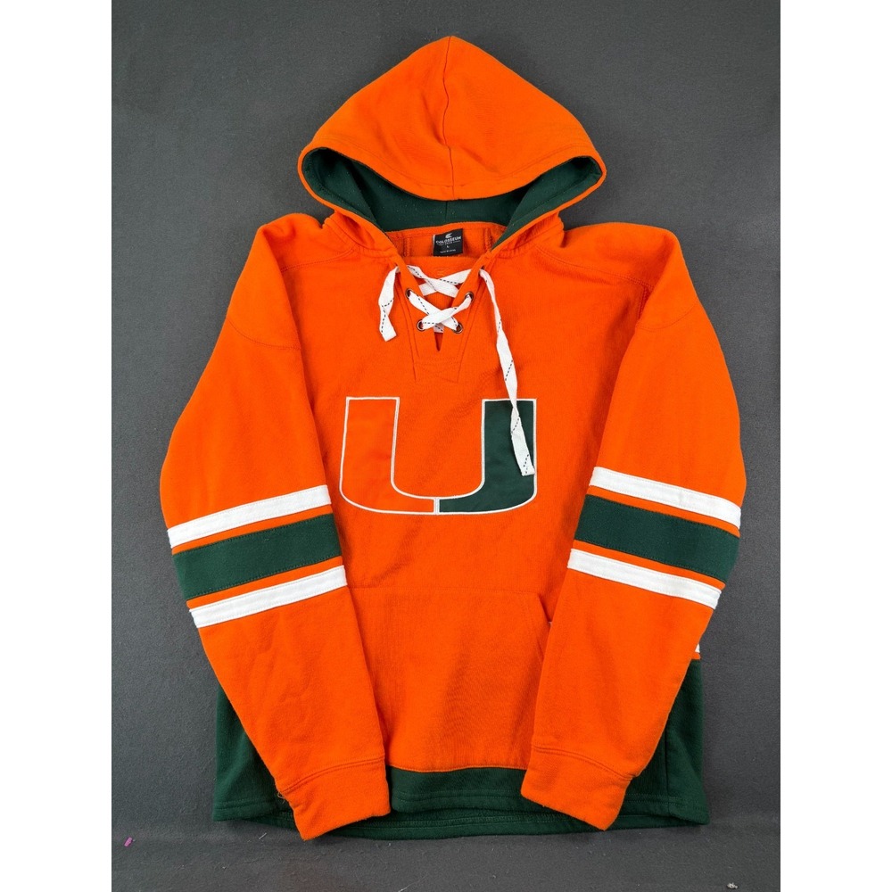 Colosseum Mens Orange Miami Hurricanes Lace Up 3.0 Hoodie Athletic Outdoor L